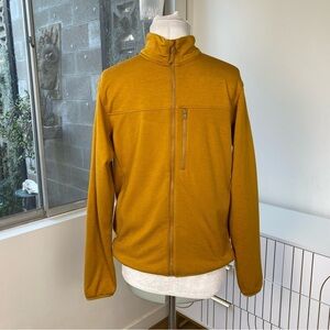 Uniqlo Quilted Patch Zip Up Utility Sweater Jacket in Mustard, Size Small